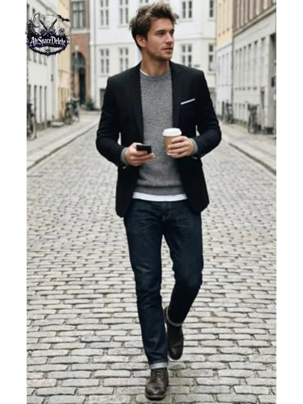 Slim Fit One Button Blazer Notch Lapel Sport Coat